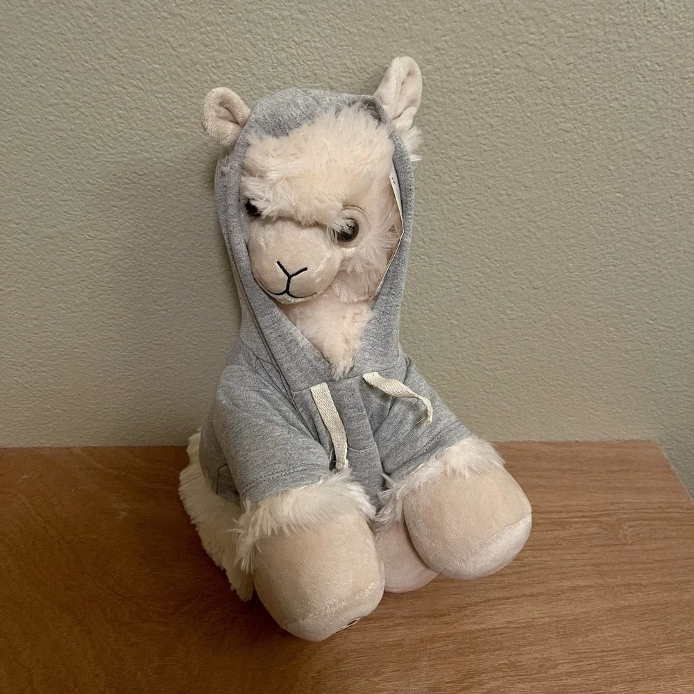NWT Build A Bear  Workshop  Wooly Alpaca Plush Toy Cream & NWT Gray Hoodie‎